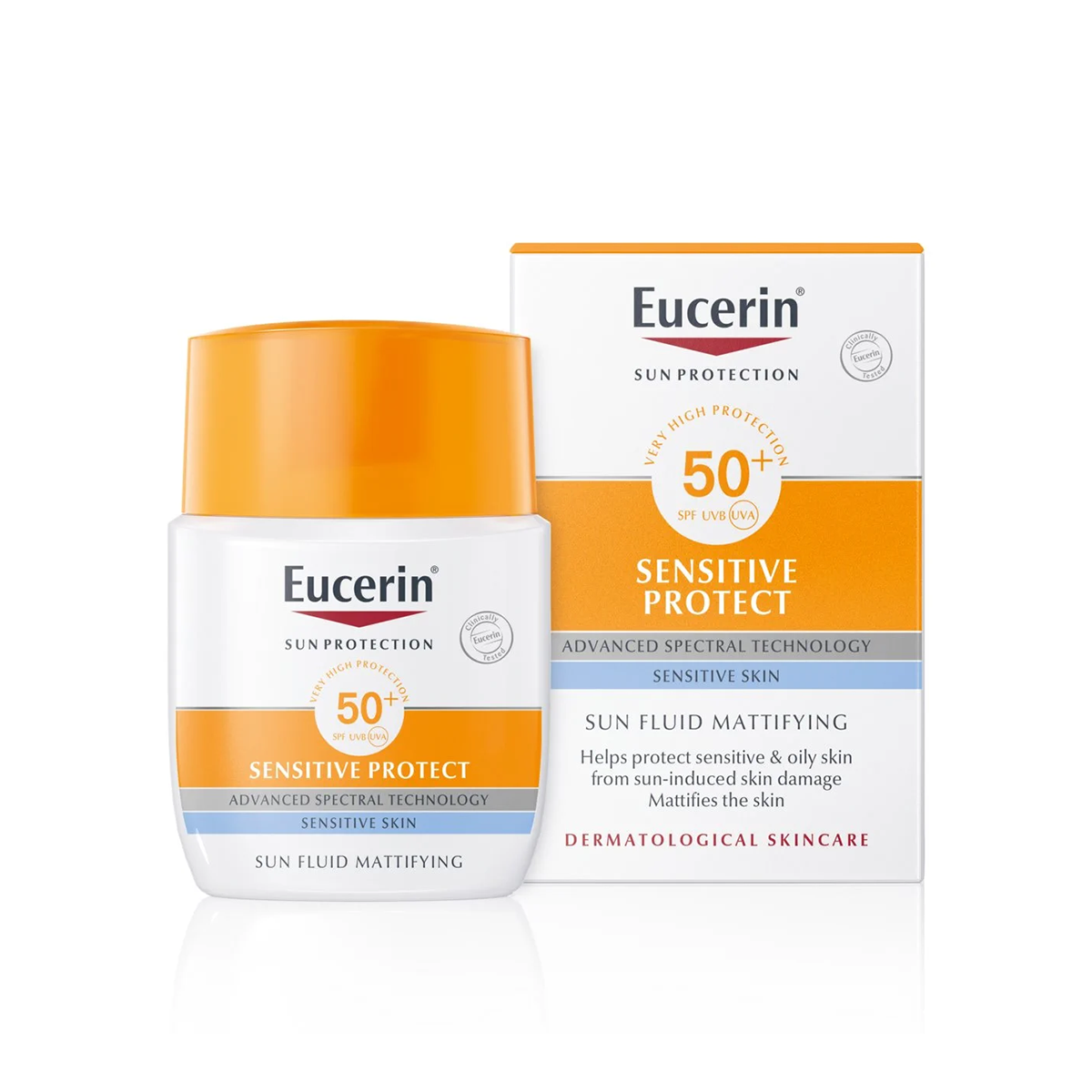 Eucerin, Eucerin - Sensitive Protect Sun Fluid Mattifying SPF 50+, Krem dielli, krem dielli fytyre, krem mbrojtes, krem spf, mbrojtes spf, Sensitive Protect Sun Fluid Mattifying SPF 50+, SPF,